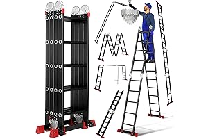 7 in 1 Multi-Purpose Extension Ladder for Home or Outdoor Work with High Ceiling