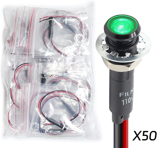 Miniatura 38 de 5 luces indicadoras de 0.315 in (5/16 pulgadas) de 110 V 120 V de metal piloto luces aluminio negro anodizado impermeable ip67 rojo señal luz verde