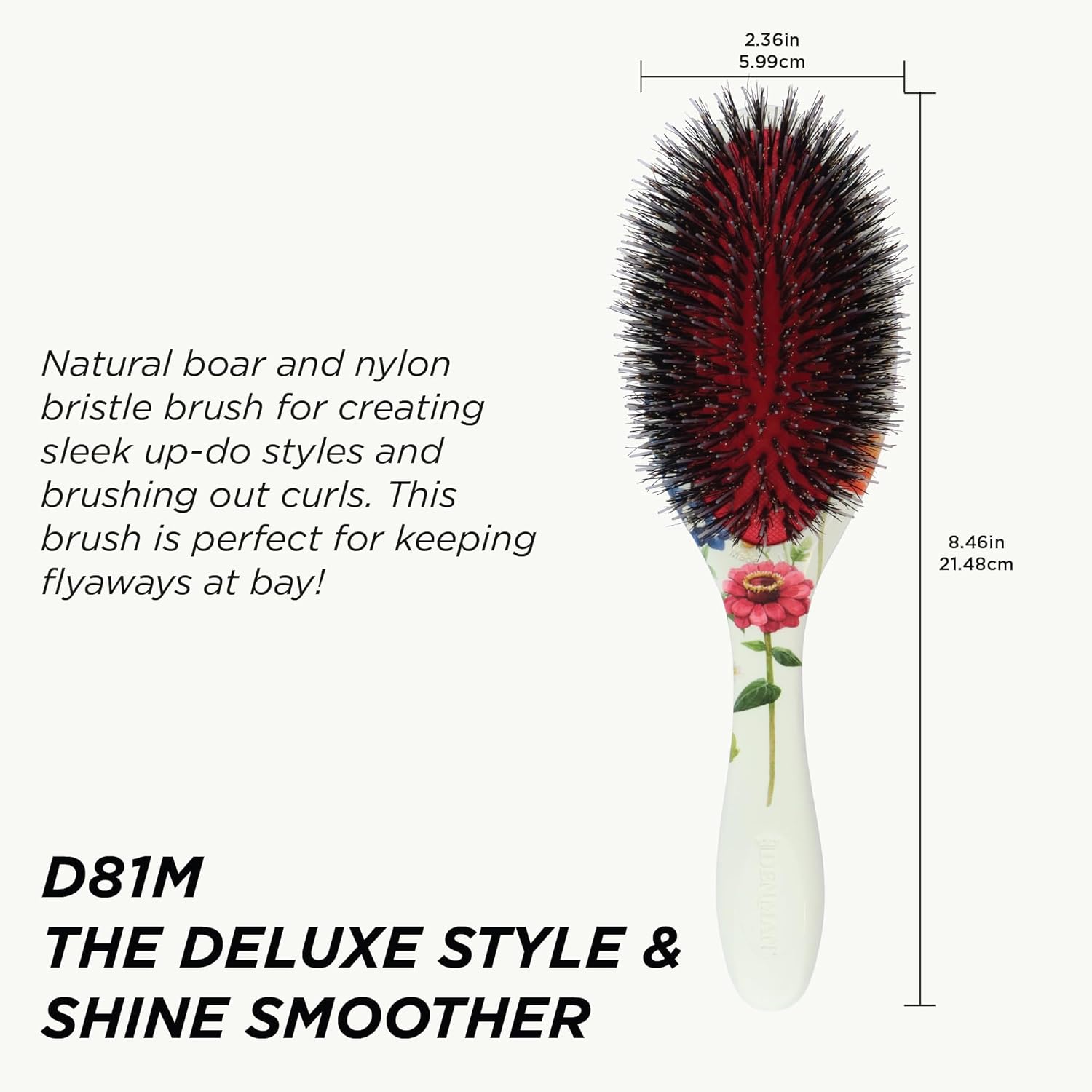 Denman Boar Bristle Hair Brush – Smoothing & Shine Enhancing for Slick Back Styles, Curl Defining & Detangling. Hairbrush with Natural Bristles for all Hair Types for Women & Men - Image 2