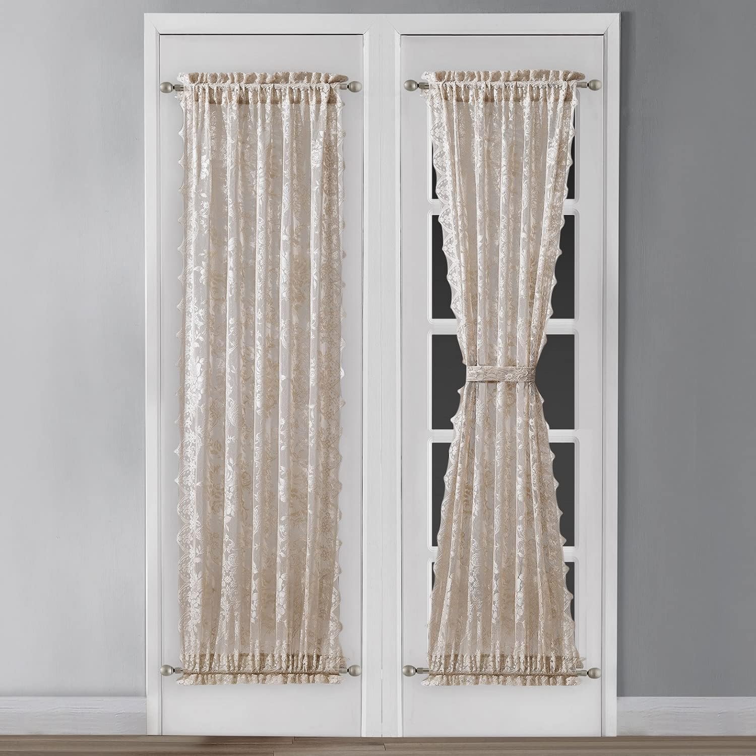 Warm Home Designs Linen Sidelight Curtains. English Rose Lace Curtain