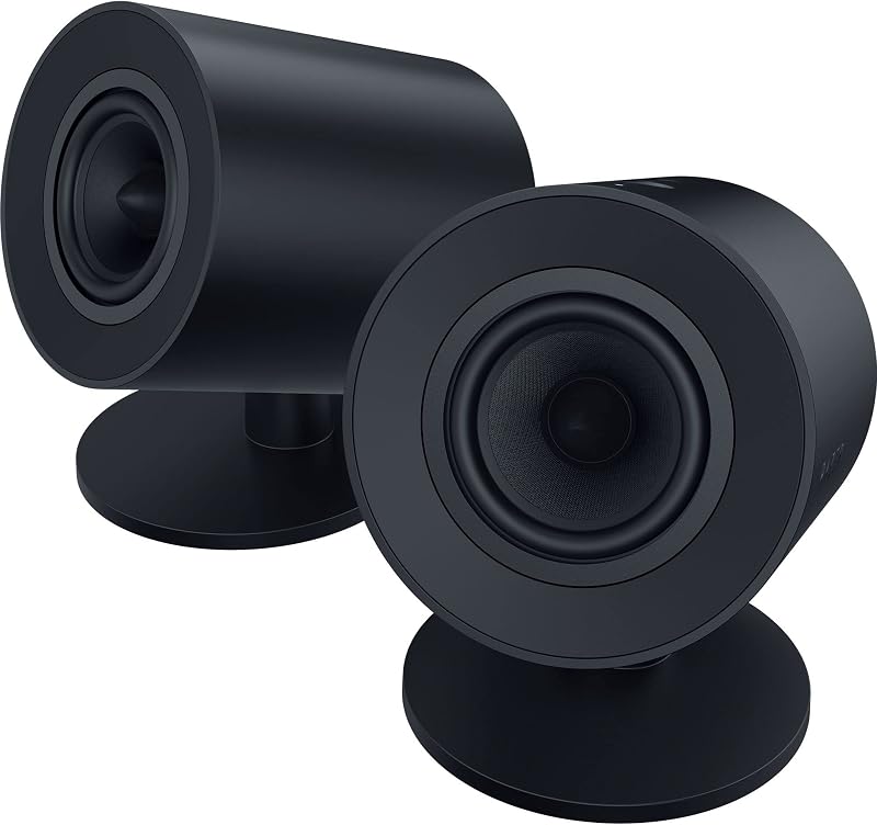 Razer Nommo V2 X - parlantes para juegos de PC 2.0 de rango completo: Audio espacial THX - Puertos de graves orientados hacia atrás - Dos controladores de rango completo de 3" - Nivel máximo de presión sonora 96 ​​dB - Módulo de control inalámbrico (renovado)