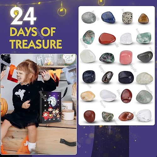 Miniatura 2 de Calendario de Adviento de Halloween 2024, calendario de cuenta regresiva de 24 días que contiene 24 piedras, calendario de Adviento de Halloween con