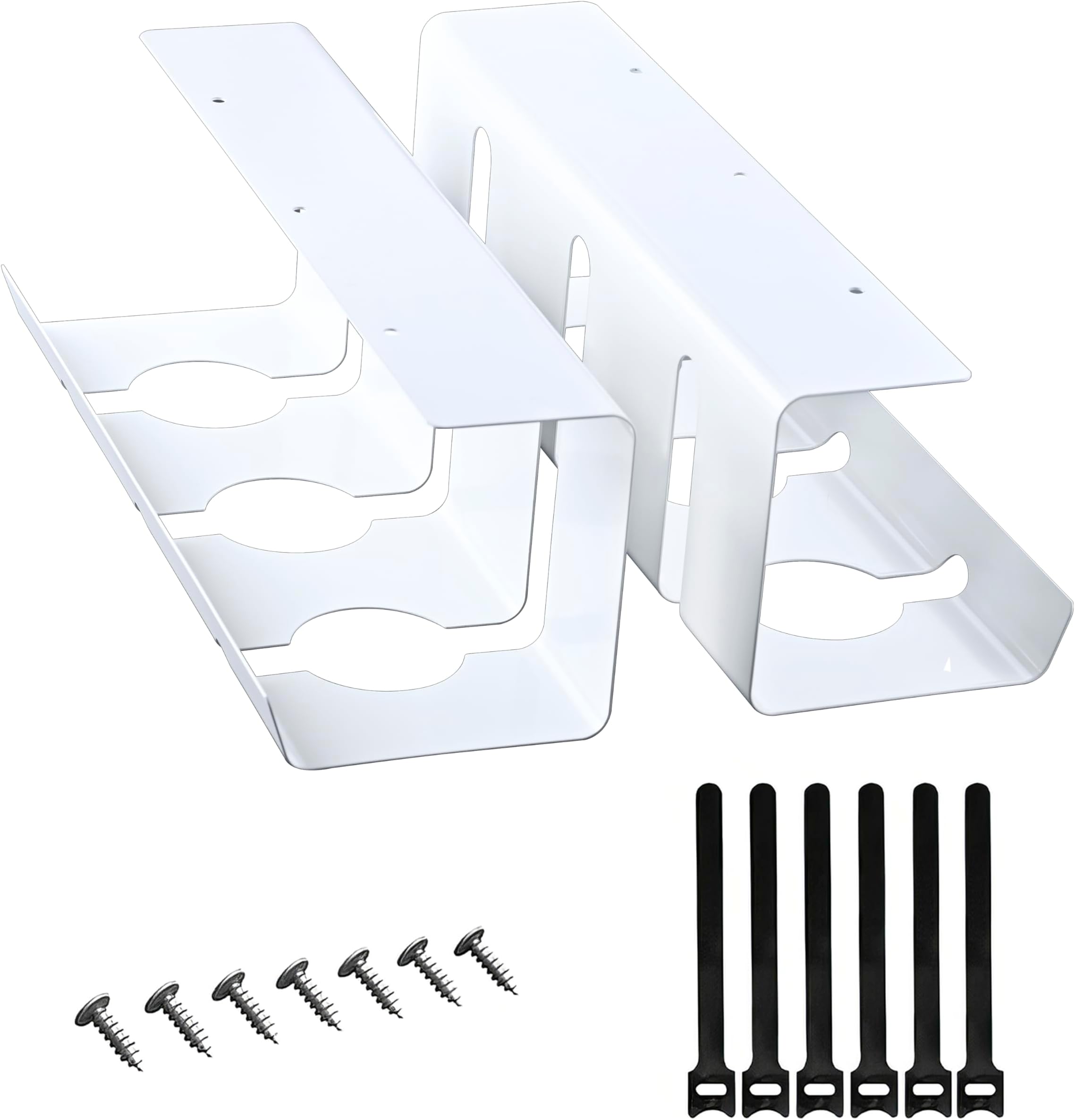 XCVDC Cable Management 2 Pack, Easy Assembly Sturdy Desk Cable Management, Cable Management Under Desk White, Perfect Desk Cable Tidy, Cable Management Tray, for Office and Home Cable Tidy