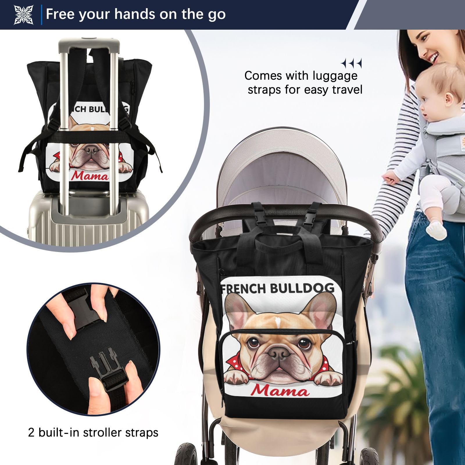 GuoChe Dobby - Mochila para pañales de nailon con múltiples bolsillos