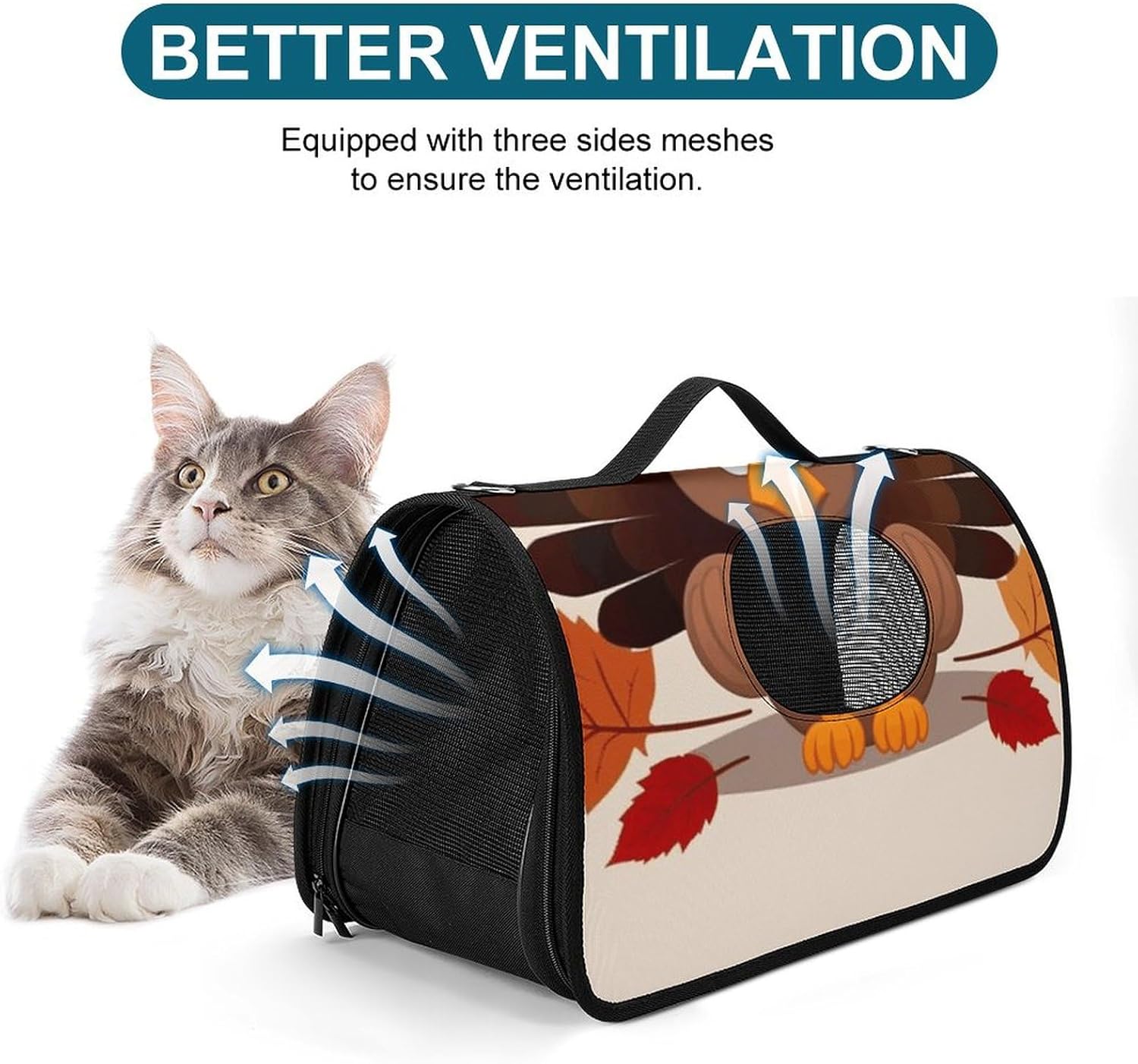 Pet Handbags, Dark Brown Turkey Printed Pet Handbags,folding Pet Bags,new Pet Handbags,universal Pet Handbags, 45X26X23.5cm