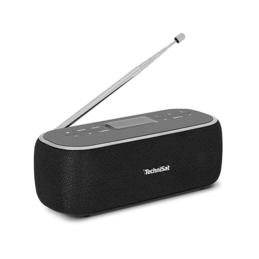 TechniSat VIOLA BT 1 Portable Bluetooth Speaker with DAB+ Digital Radio (FM, Clock, Timer, Favorites Memory, LCD Display, Hands-Free Function, AUX, Rechargeable Battery, 6W) Black/Grey