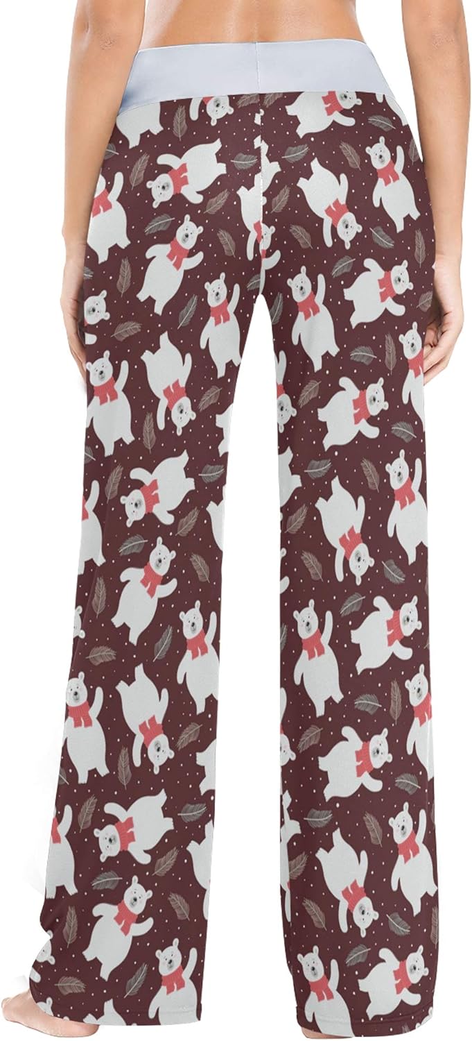 Women Pajama Pants Sleepwear Comfy Casual Palazzo Lounge Pants Wide Leg - Image 4