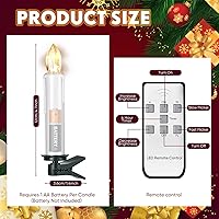 Vista 2 de 48 velas LED para árbol de Navidad con clips, sin llama, velas de Navidad, funcionan con pilas, luces parpadeantes para ventana, con temporizador
