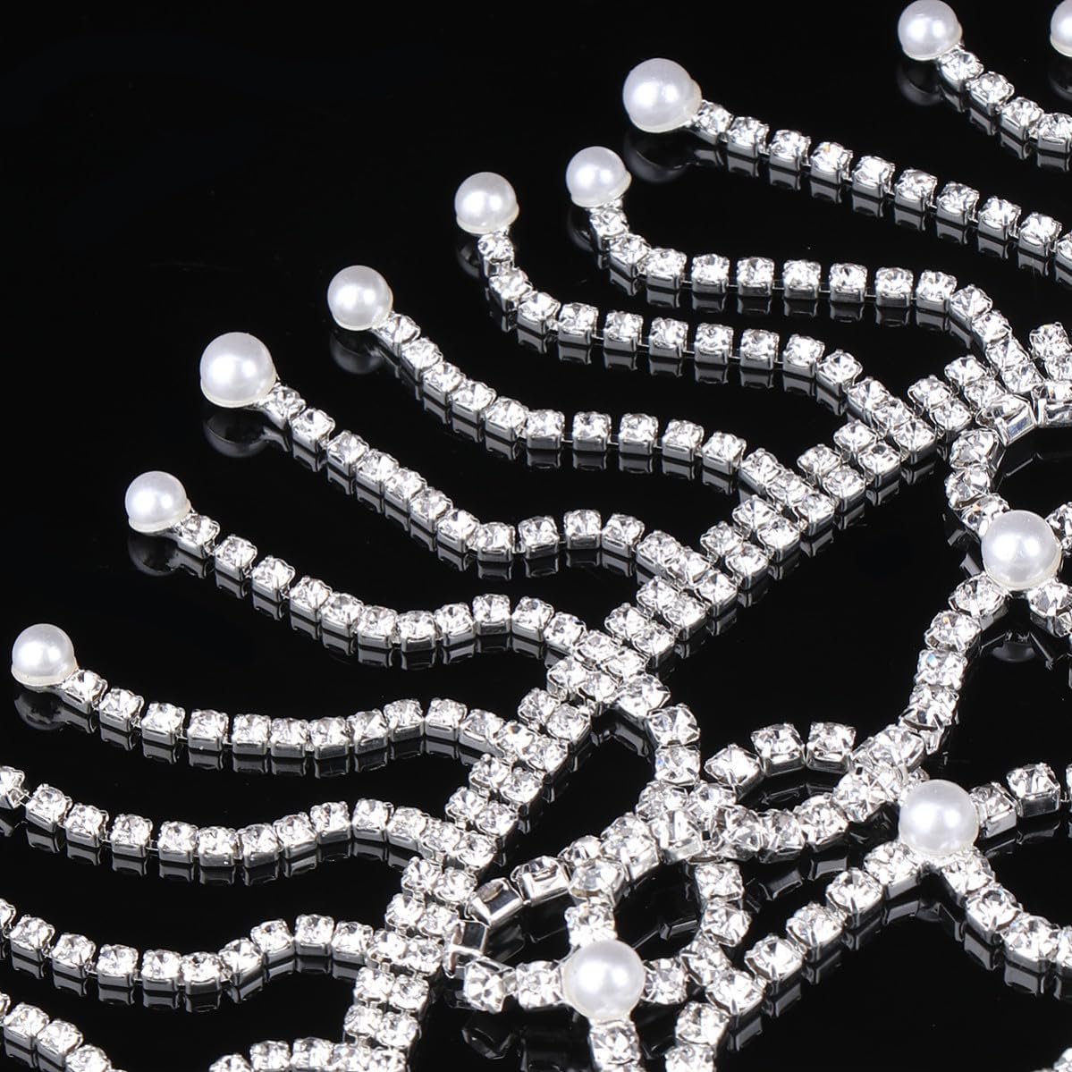 Rhinestone Headdress for Women Adult Headwear White Classic Elegant