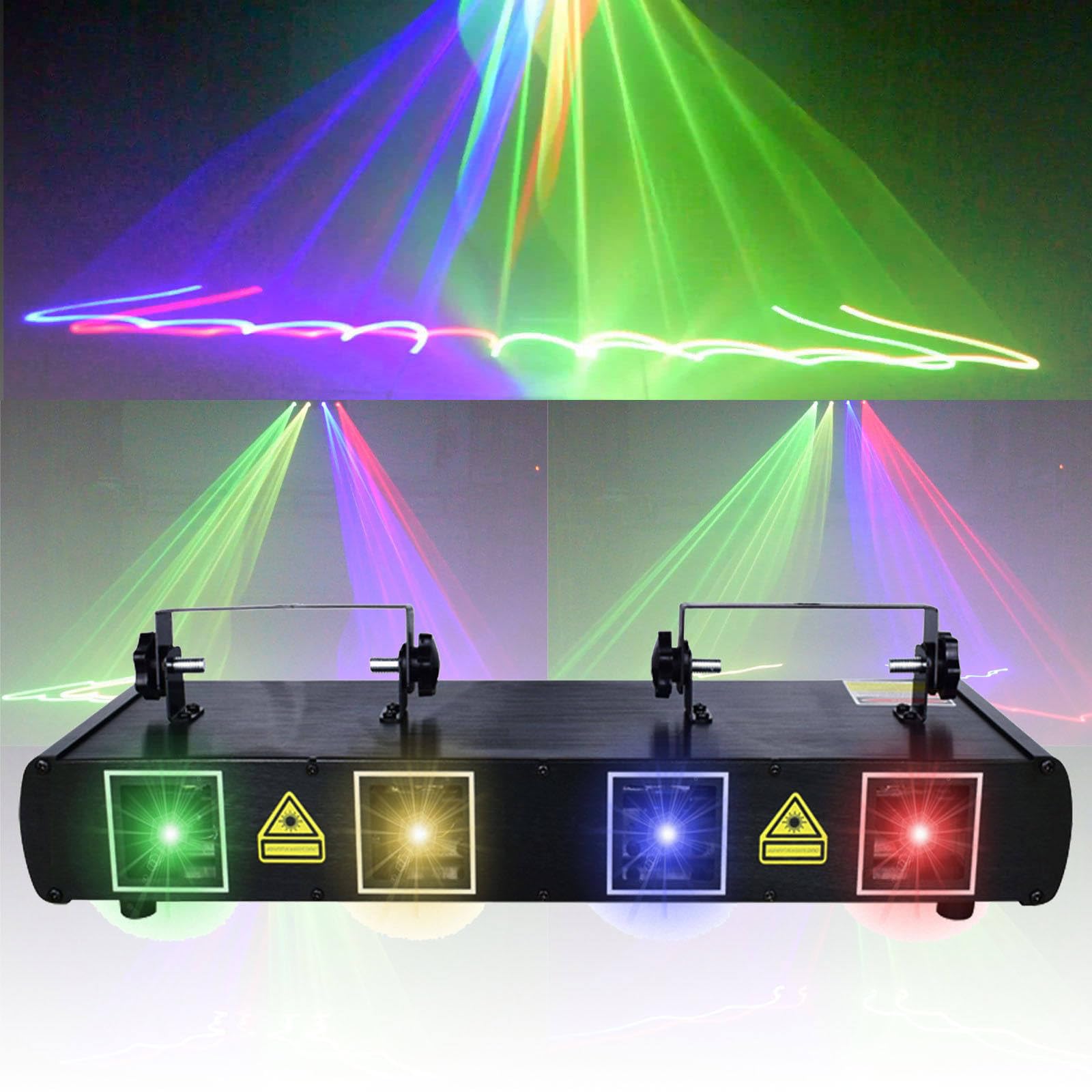 Oświetlenie imprezowe RGB - 4 w 1 z ponad 100 wzorami i 300 efektami, oświetlenie 3D na imprezy, urodziny, dekoracje, kluby, karaoke, bary, tańce