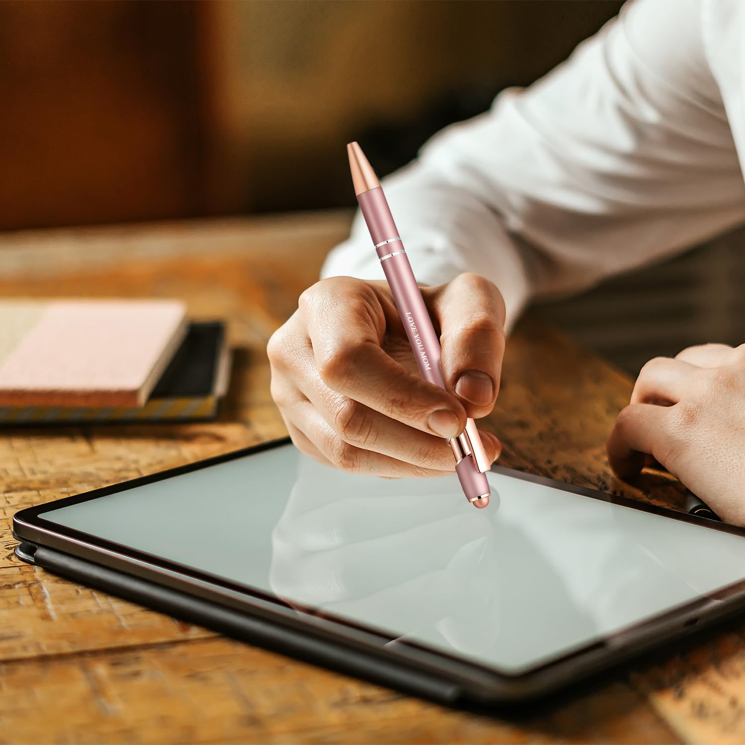 Aozora 9 Pack Ballpoint Pens Smooth Writing 2-in-1 Stylus Retractable Ballpoint Pen with Stylus tip Office Decor Metal — view 3