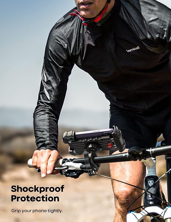 Bike Phone Mount, Motorcycle Phone Holder - Lamicall Motorcycle Bicycle Cell Phone Mount Clamp for Handlebar, Cycling Mount for iPhone 15 Pro Max Plus, 14 Pro Max, S23 S24 Ultra, 4.7-6.8" Smartphone