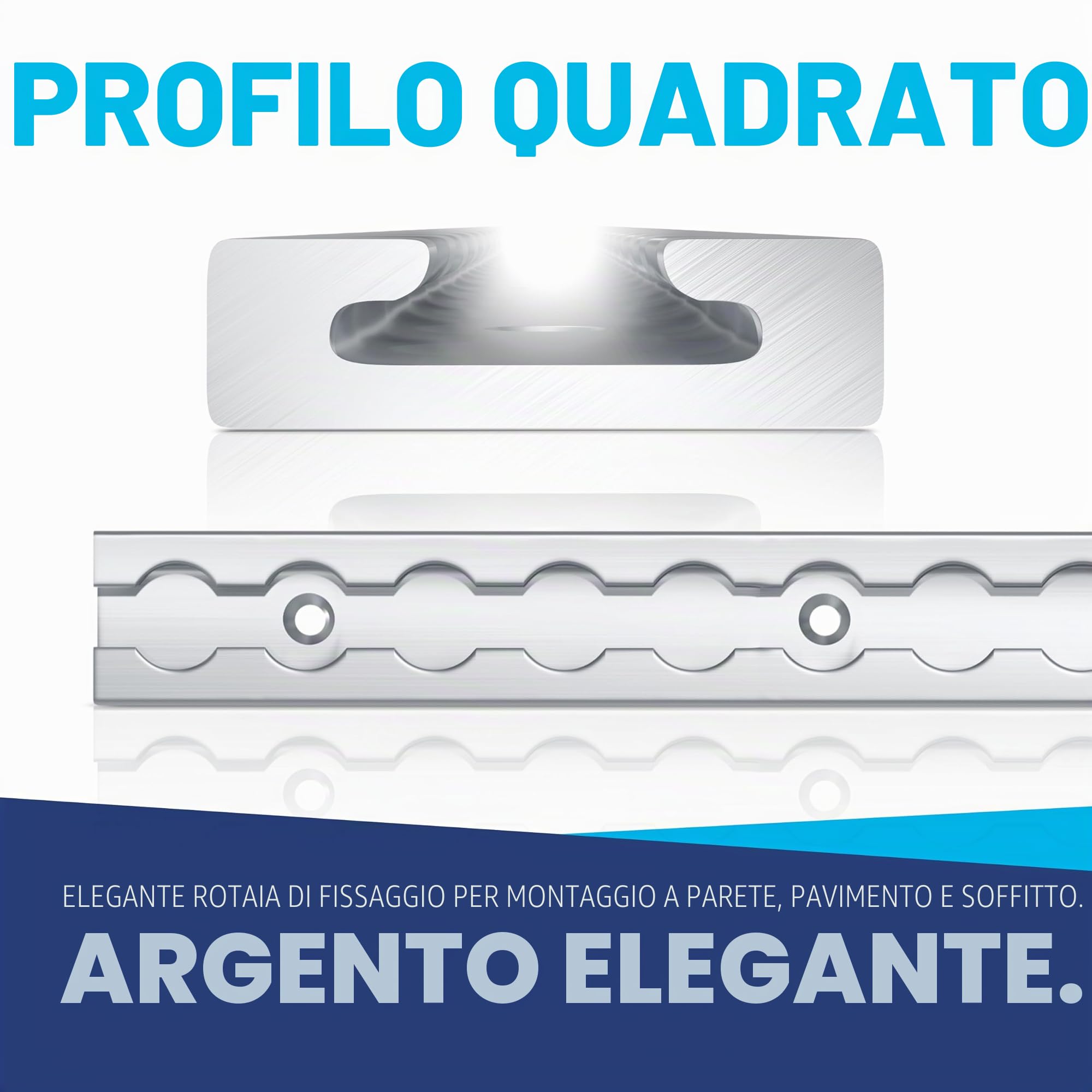 NTG Binario per airline, 2 pezzi, 2 m/1975 mm, rettangolare, in alluminio, certificato TÜV, accessorio per rimorchio, fissaggio del carico, guida in alluminio, per camion, furgoni – con fori, argento