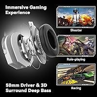 Vista 2 de A88 Gaming Headset with Microphone, Stereo Wired Noise Cancelling Over-Ear Headphones with Mic for Pc, Ps5, Xbox One Series X/s, Ps4, Computer