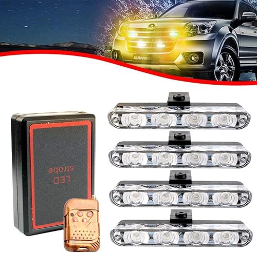 16 luces LED de policía estroboscópicas para automóvil, luces reflectivas para tablero de vehículo de emergencia de 12 V
