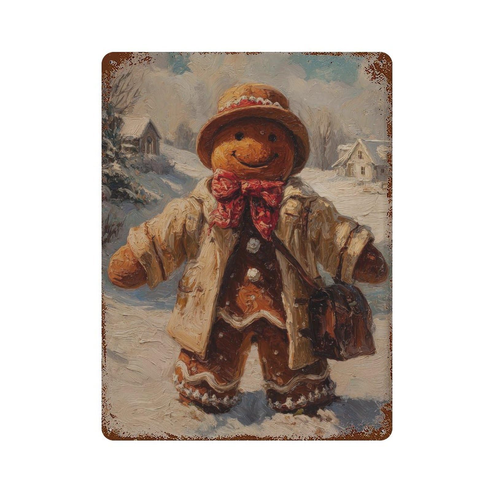 xiaoxiaoshen Gingerbread Man. Impressionist Christmas Wall Decor Art Metal Tin Poster Modern Home Decor Art Home Bar Shop Decorations Vintage Sign 40x30cm