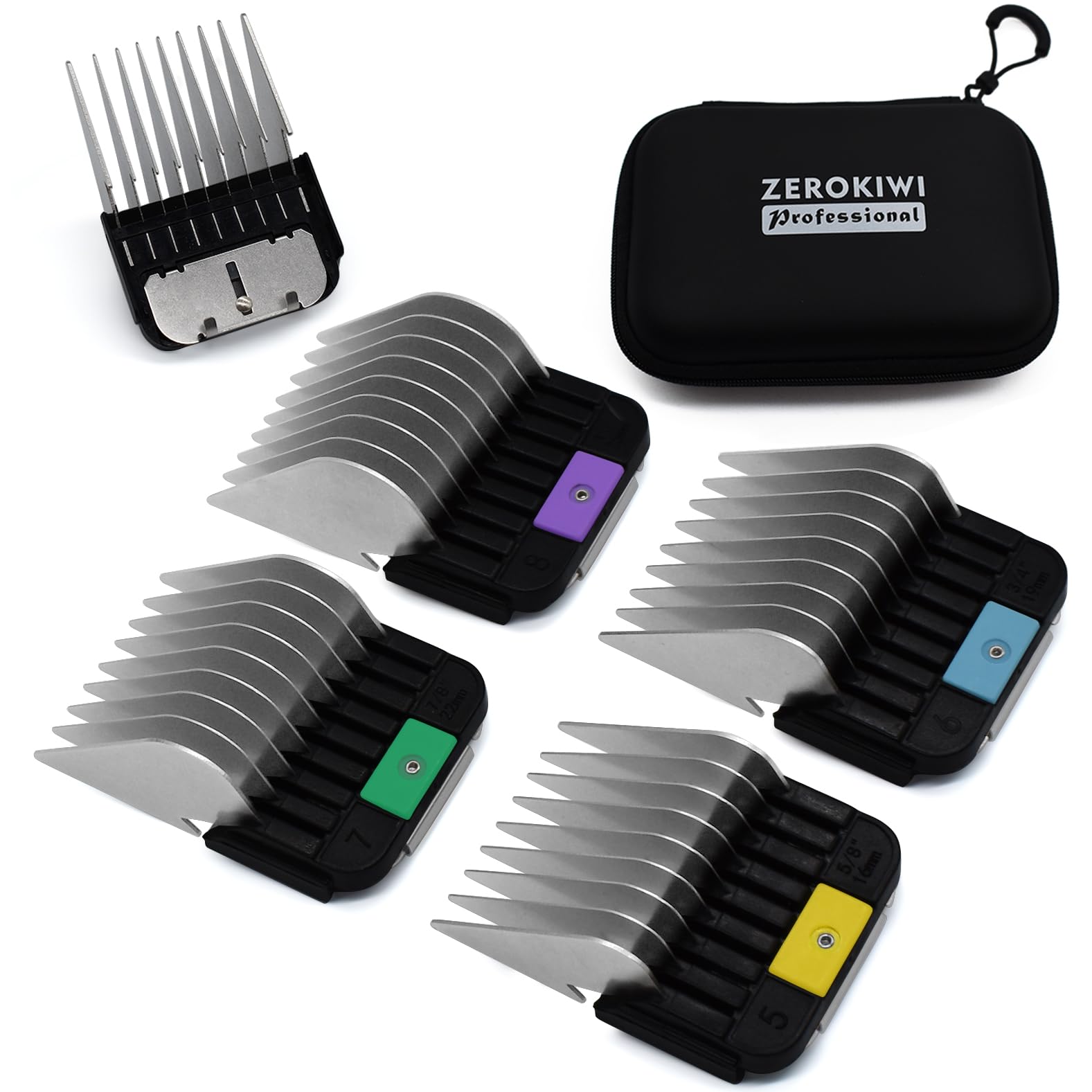 4 Pieces Animal Clipper Stainless Steel A5-Style Replacement Attachment Guide Guard Combs, 16/19/22/25mm 5/8", 3/4", 7/8"