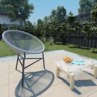 INLIFE Silla Acapulco de jardín de polirratán gris, muebles de jardín (6,7 kg)