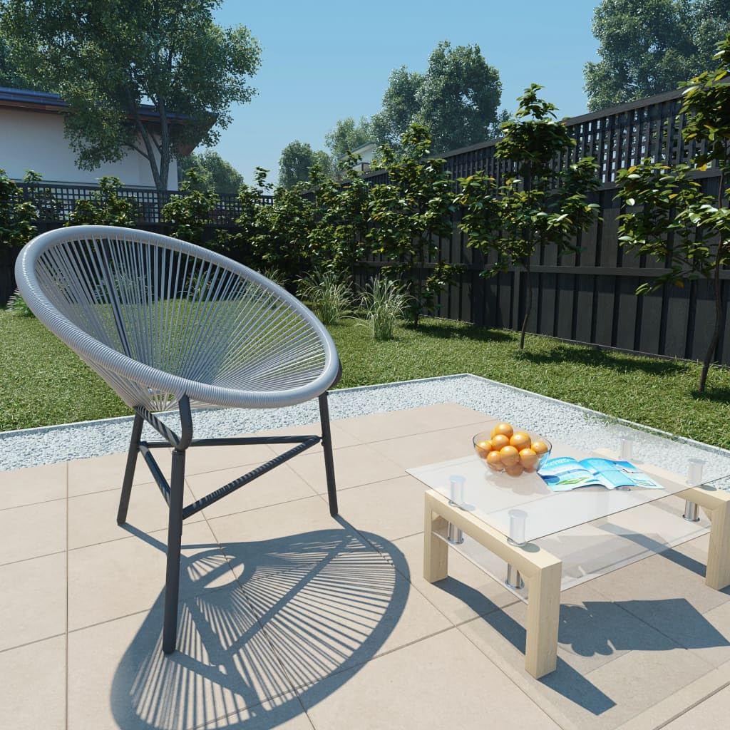 Chaise de jardin Acalco gris en polyrotin tressé pour terrasse