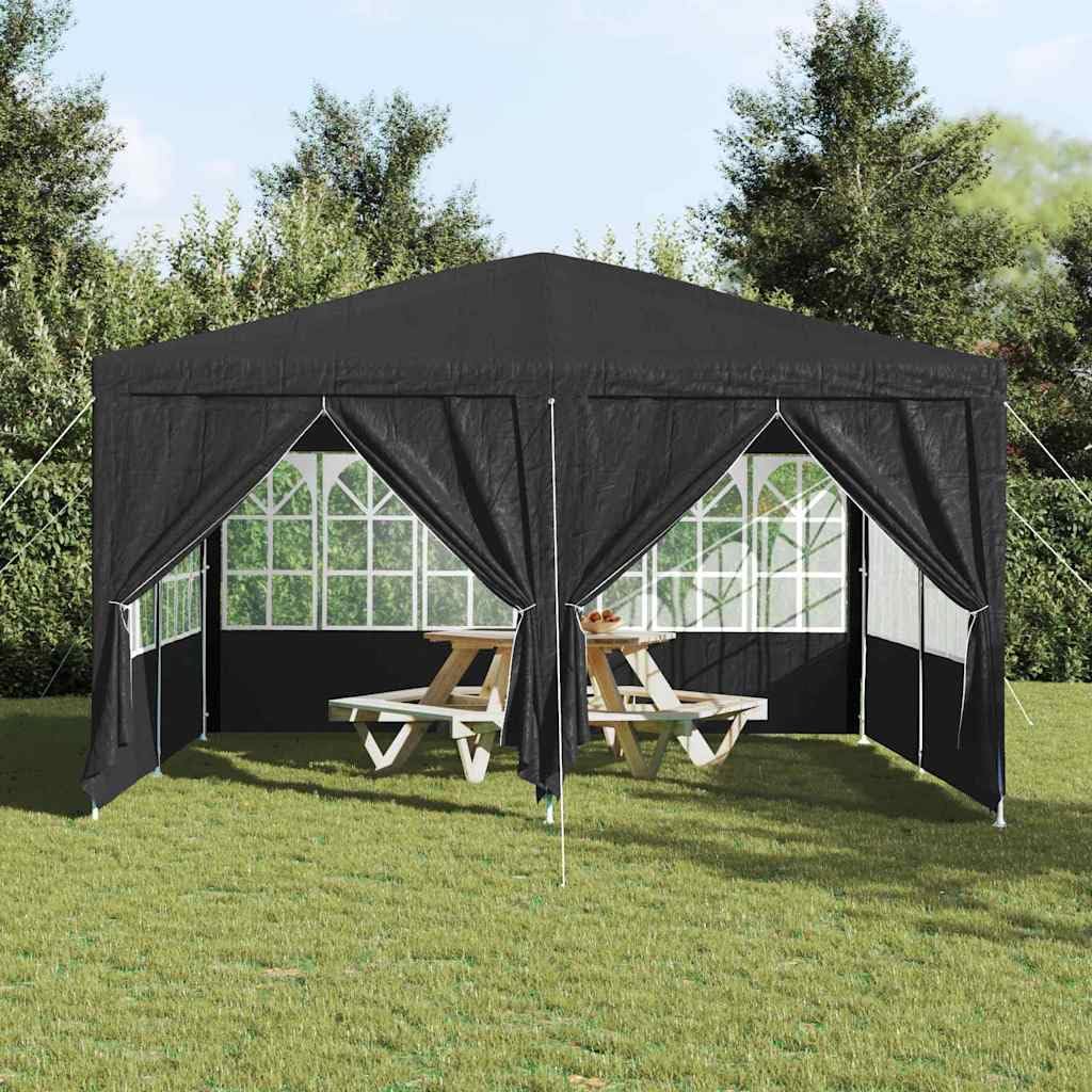 Party-Zelt Anthrazit 400 x 400 x 266 cm, wasserdichtes Polyethylen Pavillon mit 8 Seitenwänden und Fenstern für Outdoor-Events
