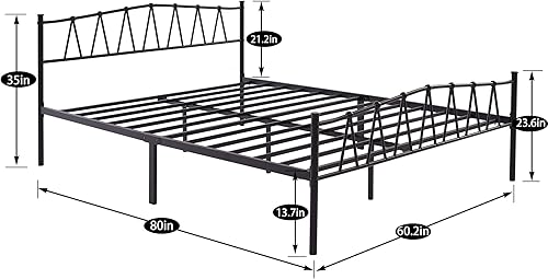 Miniatura 46 de VECELO Base de cama de tamaño individual con cabecera y estribo, base de colchón de plataforma metálica, listones de acero resistente, no necesita