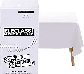 White 12 Pack Extra Thick Disposable Plastic Tablecloth 54 x 108 Inch - Plastic Table Cloths for Parties Disposable Tablecloth for 8 Ft Rectangle Table - Rectangle Tablecloth White Plastic Tablecloth