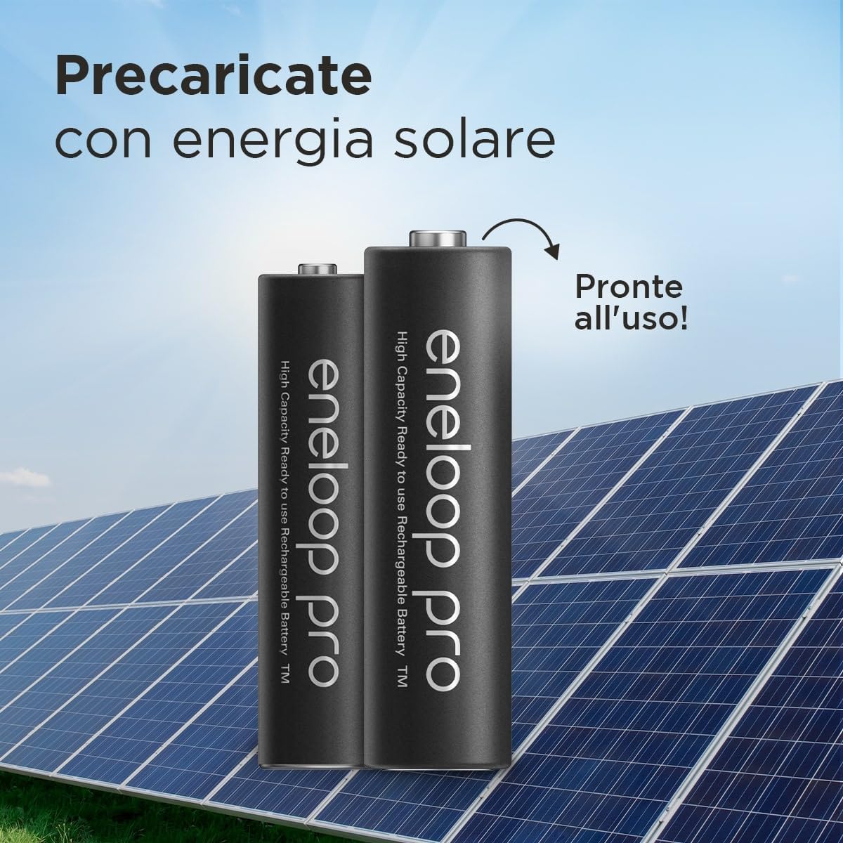 Eneloop pro, batterie ricaricabili AA/Mignon, 8 pz (2 confezioni da 4), capacità di min. 2500 mAh, batterie Ni-MH, pronte all'uso, ricaricabili fino a 500 volte, confezione senza plastica, pro, nere