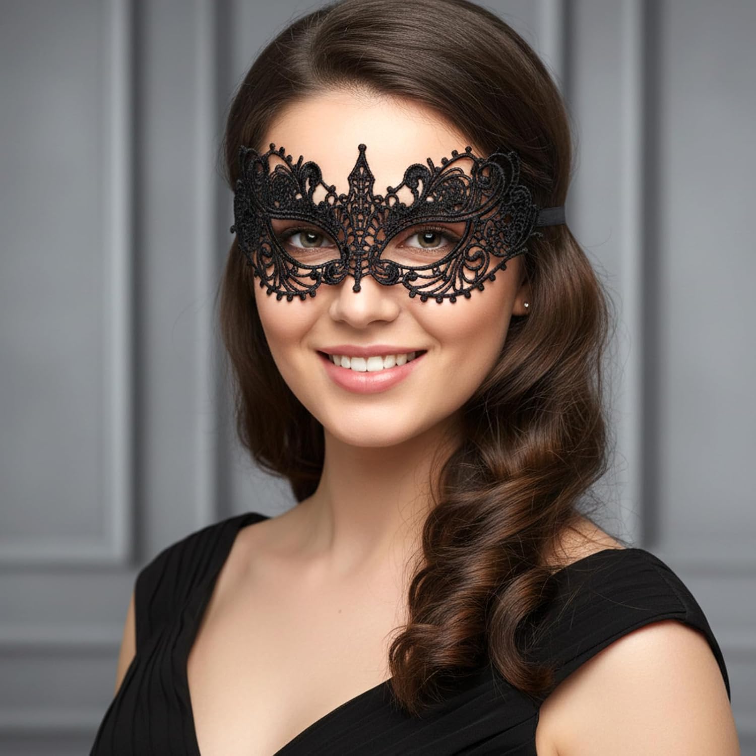 Black Masquerade Mask for Women Couples Lace Masquerade Mask Venetian Elegant Women's Flower Eye Masks For Mardi Gras Masquerades Ball Cosplay Party Prom Ball