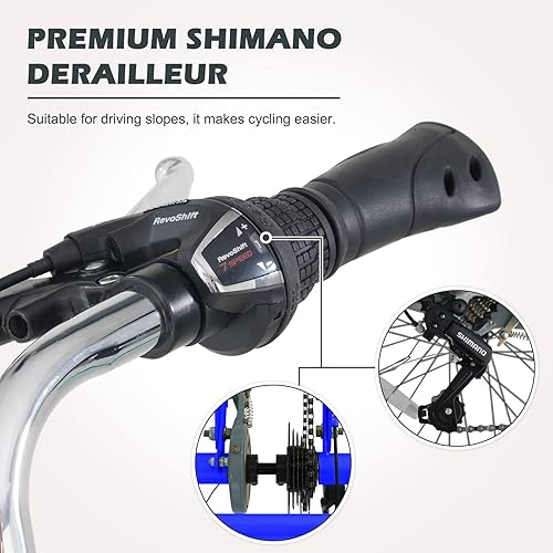 Vista 165 de H&ZT Triciclo para adultos, bicicleta de 3 ruedas, triciclo crucero, con engranaje de 7 velocidades, mango de freno de estacionamiento, escalón