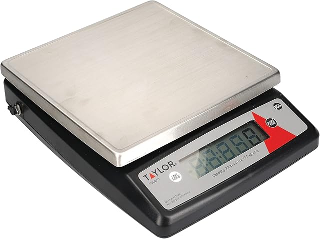 Taylor Digital Kitchen Scale Dual Platform, Taylor Pro Professional Standard, Precision Accuracy and Tare Function, Brushed Stainless Steel, 10kg Capacity Black/Silver