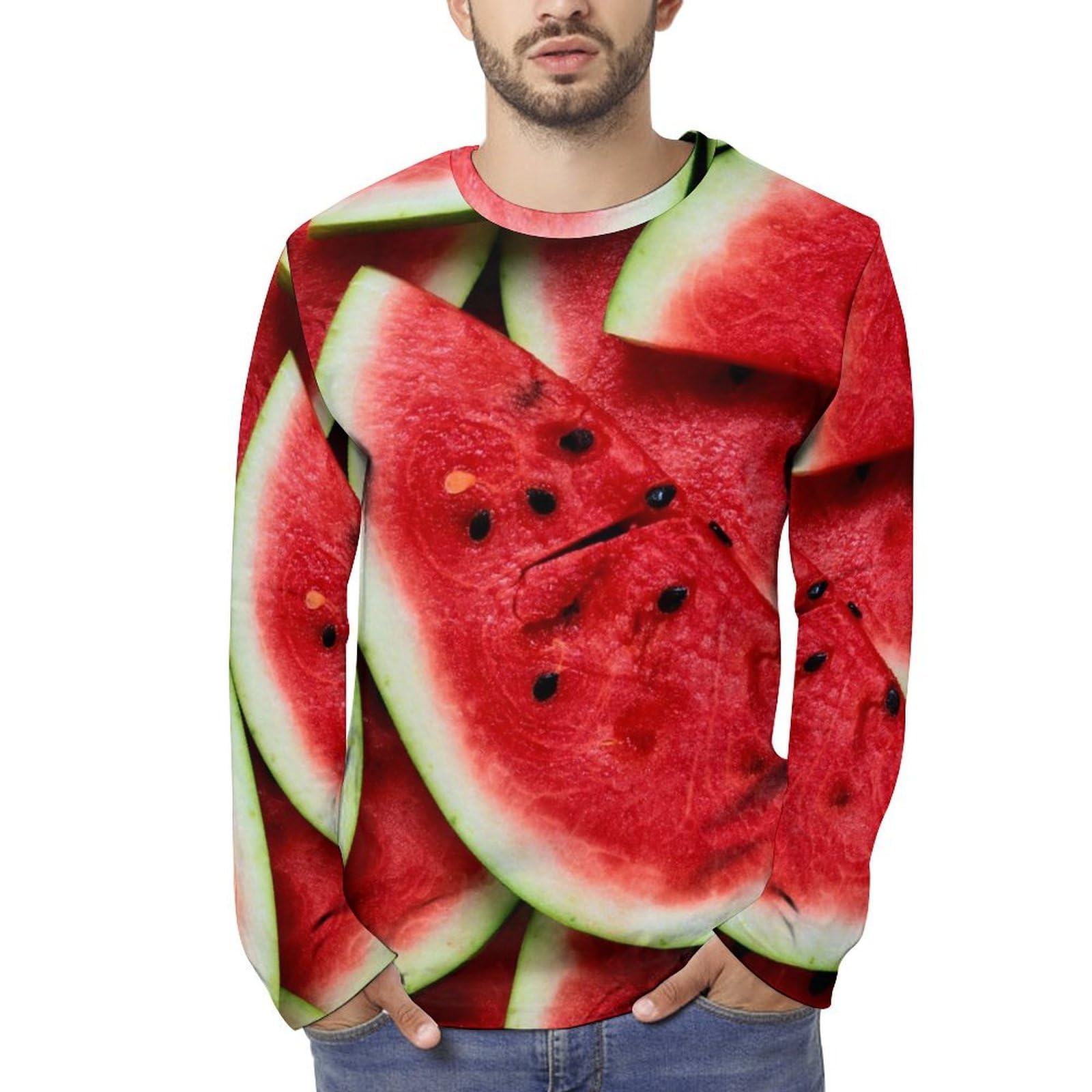 Amazon.co.jp: メンズ 長袖Tシャツ 西瓜柄 スイカ柄 すいか柄 トップス