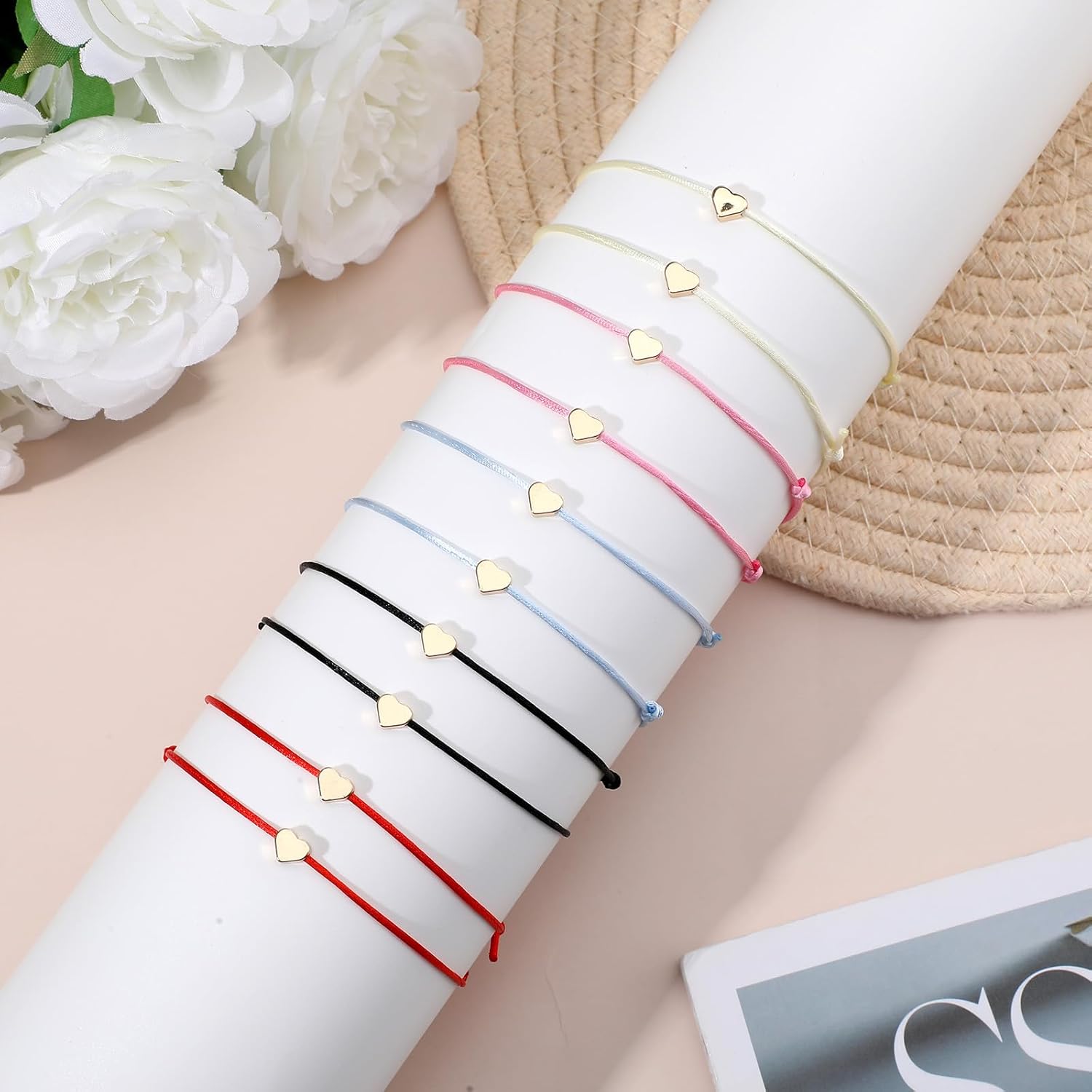 String Bracelet for Women, Couple, Friends, 10 PCS 5 Color Bracelets with Heart as Protection Bracelet, Adjustable Knot String Bracelets Amulets for Protection, Evil Eye, Good Luck - Image 5