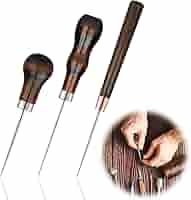 Set 3 Punteruoli Per Pelle - Con Manico In Legno Per Cucito Fai Da Te - Foto 5