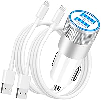 Vista 10 de [Apple MFi Certified] iPhone Fast Car Charger, Rombica 52.5W USB-C PD&QC3.0 Car Power Cigarette Lighter USB Charger Adapter with 2Pack Lightning