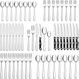 HIWARE 48-Piece Silverware Set with Steak Knives for 8, 18/8 Stainless Steel Flatware Cutlery Set For Home Kitchen Restaurant Hotel, Kitchen Utensils Set, Mirror Polished, Dishwasher Safe