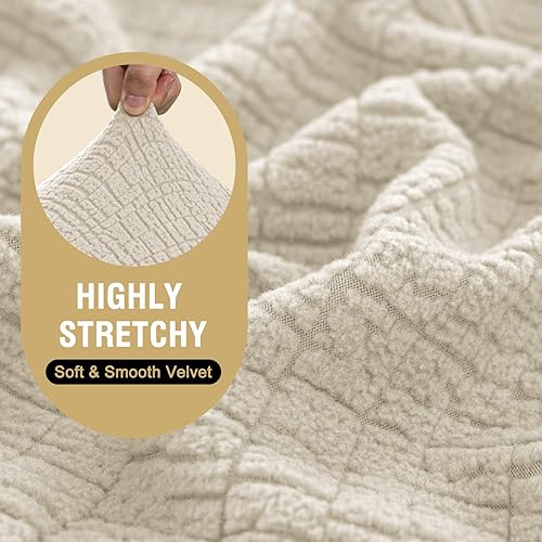 Miniatura 5 de H.VERSAILTEX Fundas de cojín individuales superelásticas de jacquard para sofá, protector de muebles de elastano, fundas suaves y gruesas, fácil de