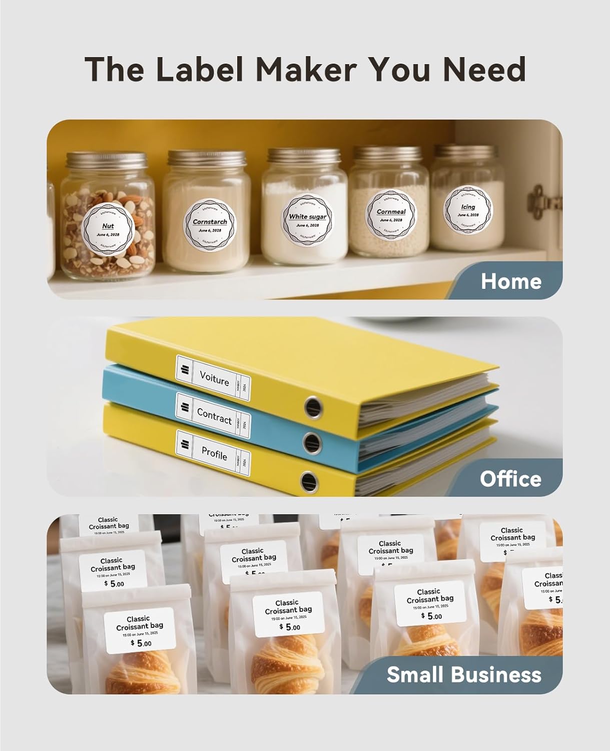 NIIMBOT 2Inch Label Maker Machine with 3 Tape, B1 Portable Sticker Printer for Small Businesses, Clothing, Logo, Jar, Address, Compatible with Phones & PC, Blue