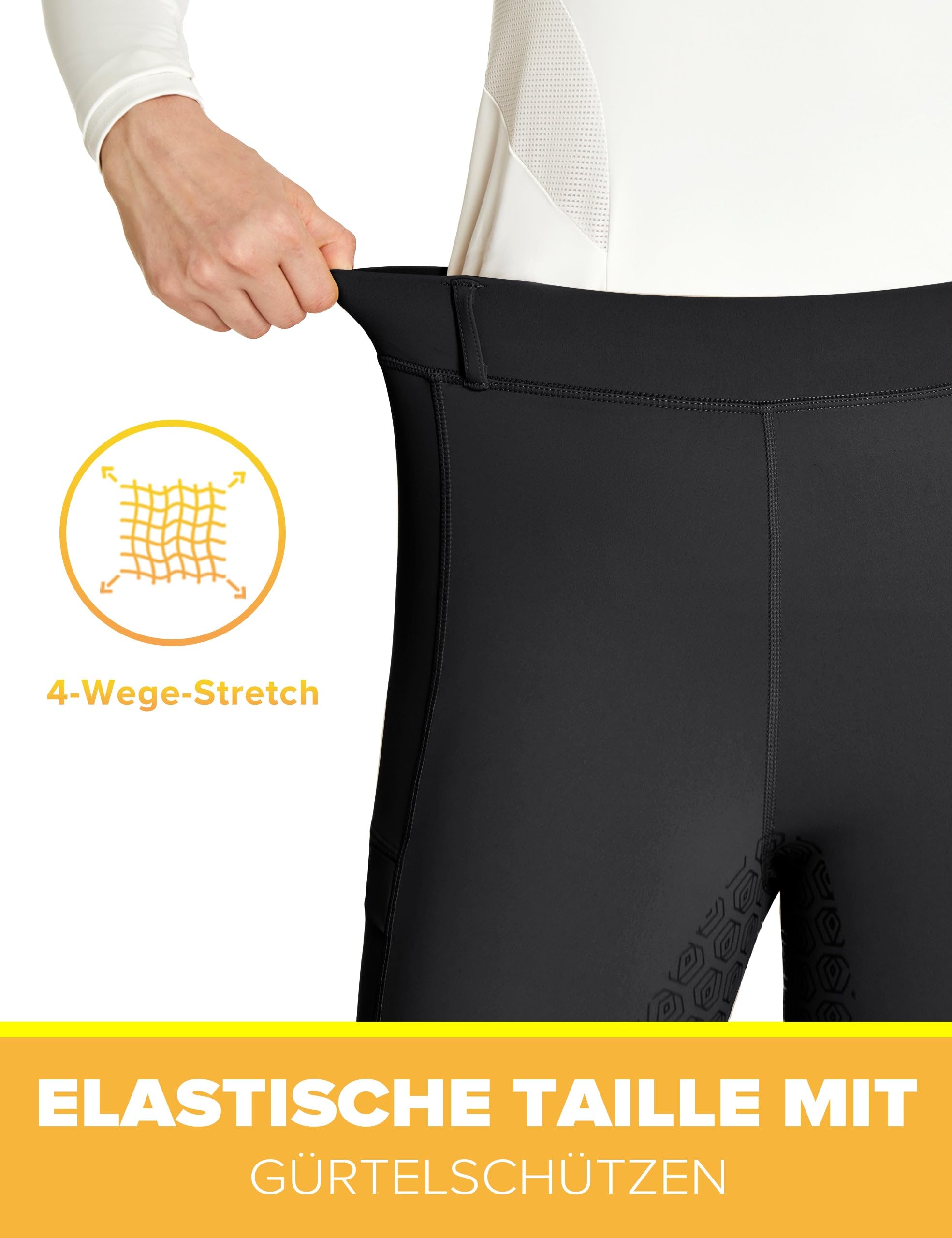 FitsT4 Sports Reitleggings Damen Reithose Silikon vollbesatz mit Handytasche und Gürtelschlaufen für Reitsport Pferdetraining