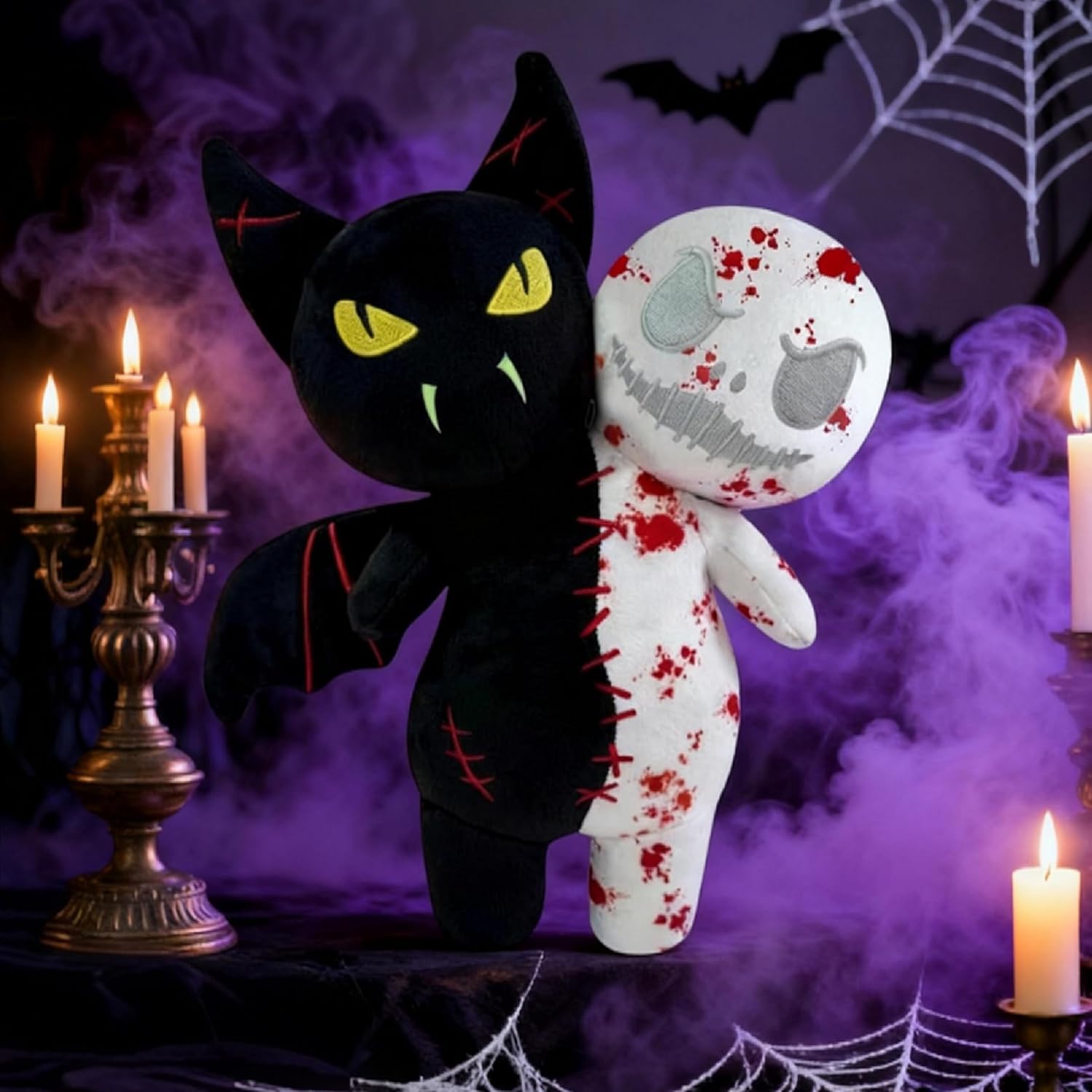 Horror Reversible Glow Plush Creepy Stuffed Animal Toy Scary Vampire & Ghost Buddy Doll for Kids & Game Fans Great Gift for Birthday Halloween Christmas Party
