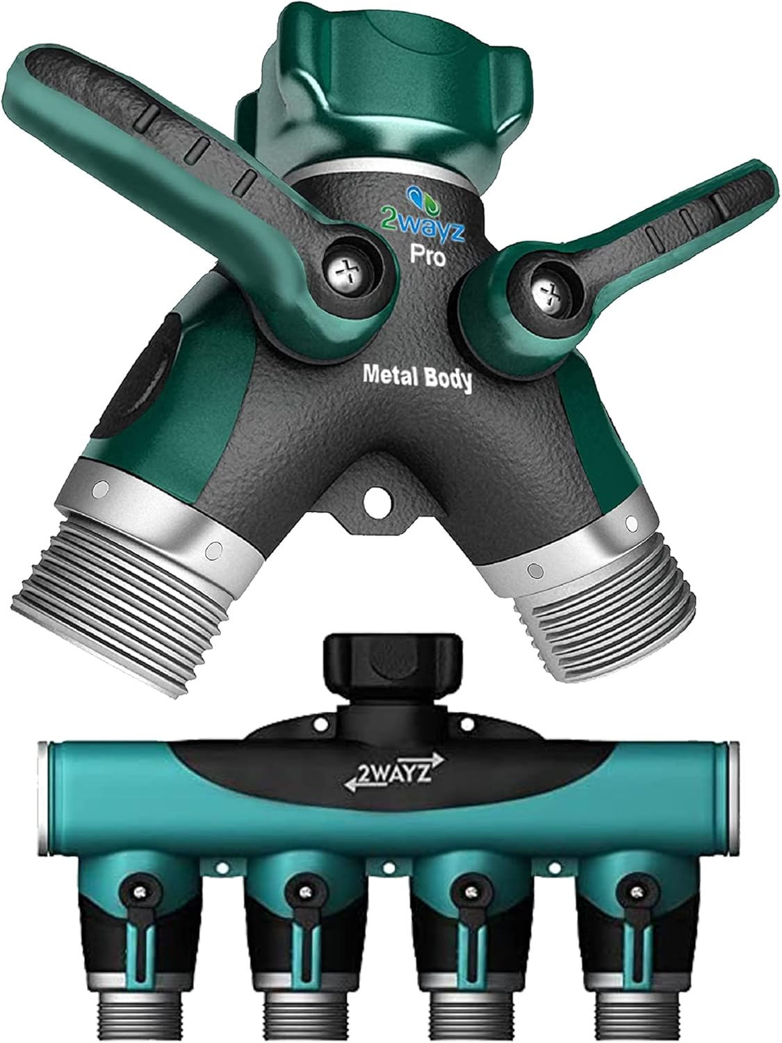 2WAYZ - 4way Garden Hose Splitter, Water Hose Manifold, Water Hose Splitter, 4way Hose Connector, Spigot Splitter + Hose Y Splitter, Faucet Splitter For Garden Hose, Hose Bib, Hose Splitter Two Way