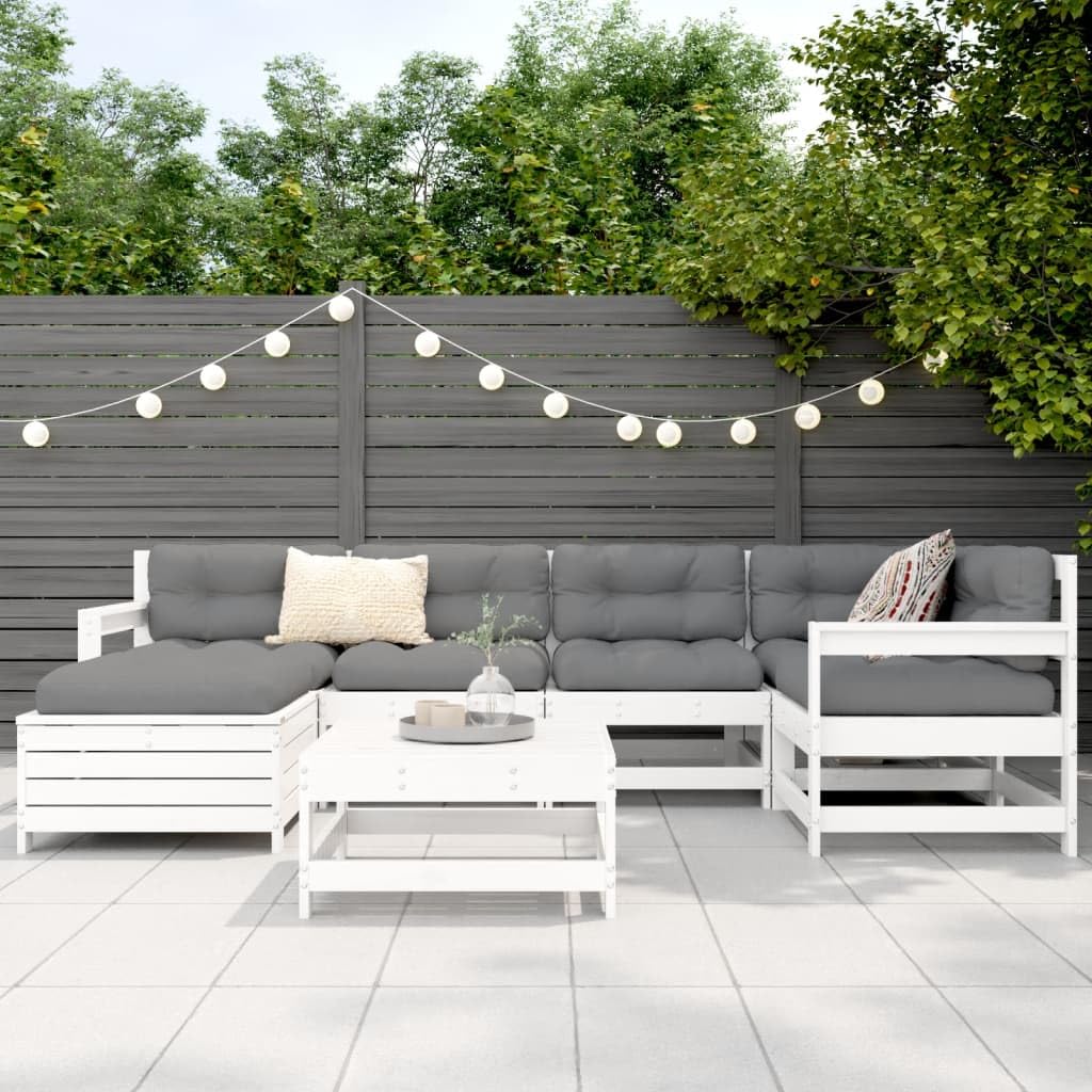Set Salotto Giardino Gecheer 7 Pezzi - Legno Pino Massello Modulare