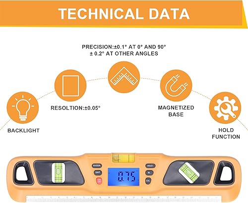 Miniatura 5 de Garosa Nivel digital de alta precisión Instrumento de nivelación de nivel de agua de alcohol magnético ABS Mini transportador digital Nivel 4x90°