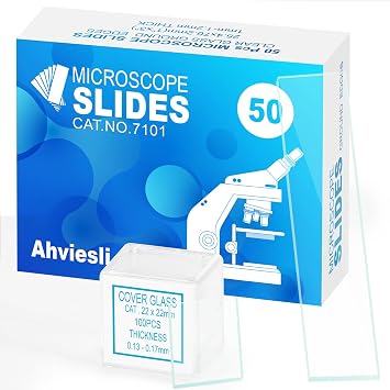 Microscope Slides and Covers Kit 50 Blank Pre-Cleaned Glass Slides for Microscope, 100 Cover Slips, for Teachers, Students, Families, and Science Enthusiasts