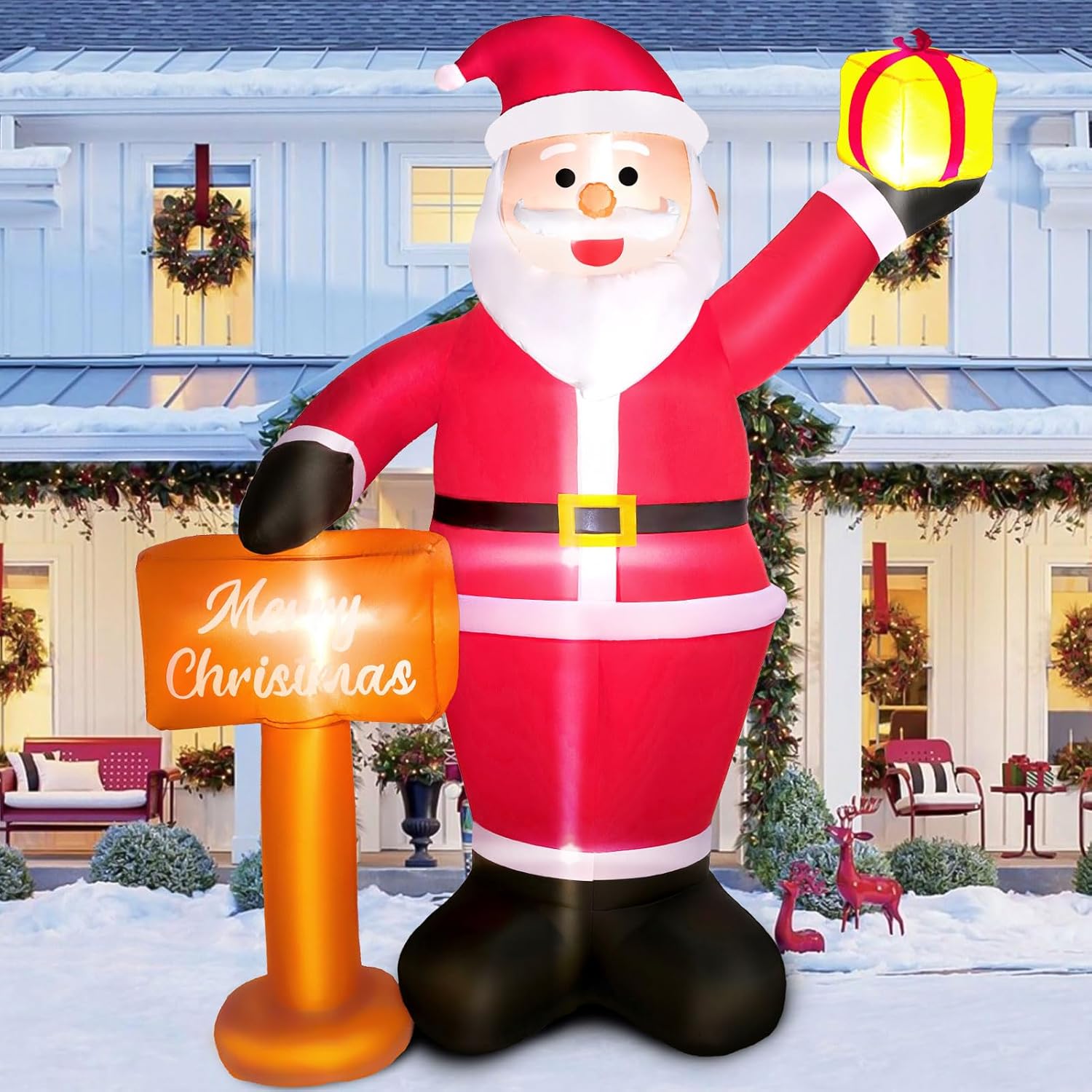 Christmas Inflatables Decorations Outdoor, 6FT Inflatable Christmas Blow Ups for Yard, Garden, Lawn & Indoor, Bright LED Lighted Xmas Decoration, Easy Setup & Weather-Resistant Holiday Display