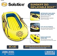 Vista 2 de Solstice Balsas inflables para 3 personas para adultos y niños, viene con soportes de remo para poste, base acolchada y cómoda, línea de agarre de 8
