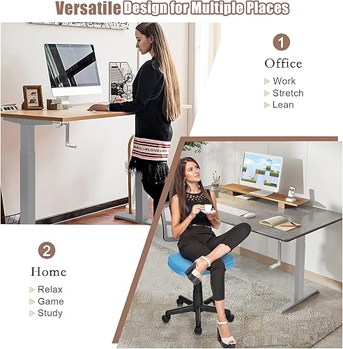 Miniatura 9 de Tangkula Marco de escritorio con manivela, estación de trabajo de pie ajustable en altura manual con manivela plegable, bandeja de gestión de