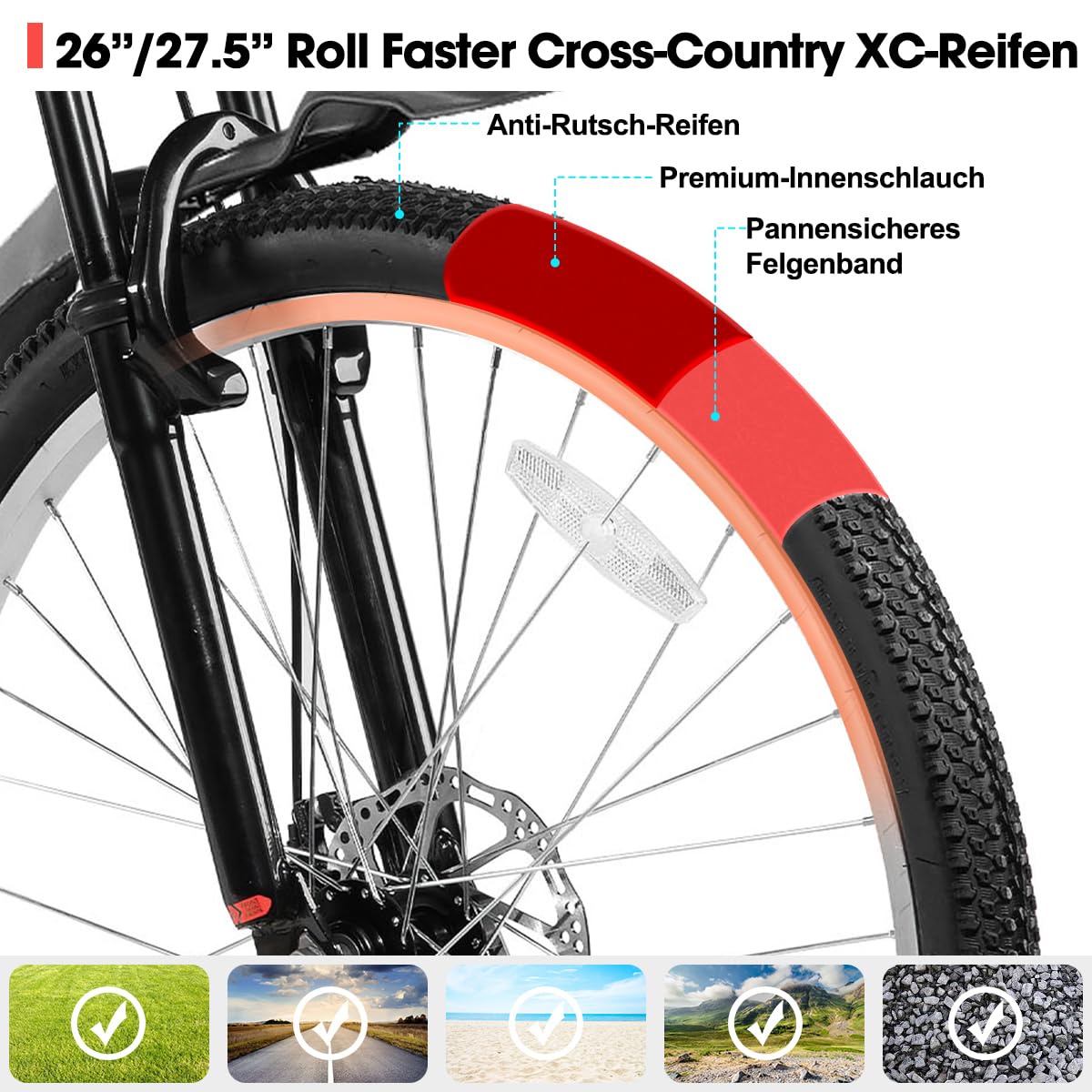 Hiland rower górski 26", 18 biegów, amortyzowany widelec, aluminiowa rama, hamulec tarczowy dla mężczyzn i kobiet, rower MTB pomarańczowy