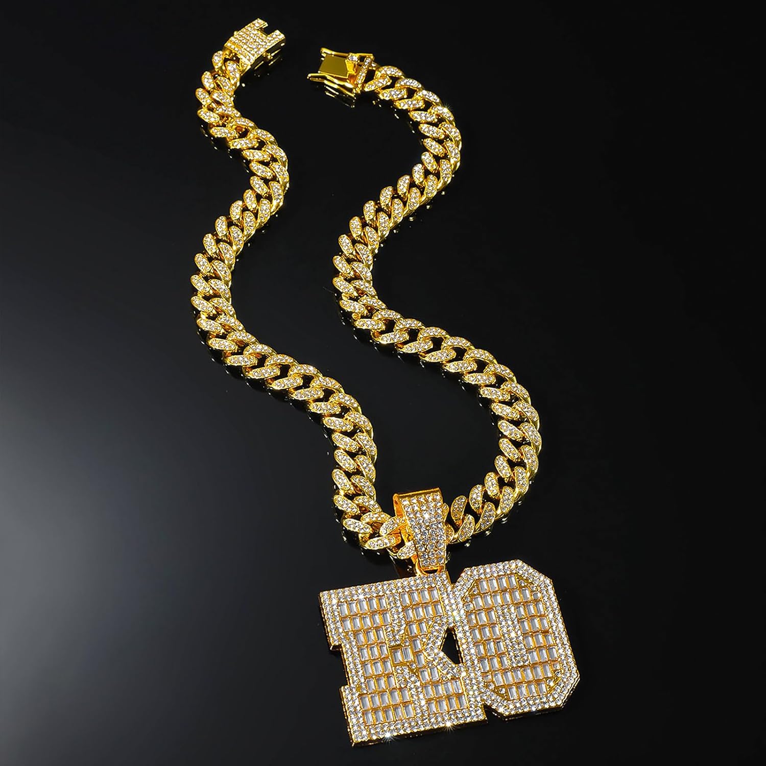 Miami Cuban Link Chain for Men，Iced Out Chain -Gold/Silver Bling Diamond Pendant Hip Hop Jewelry - Image 6
