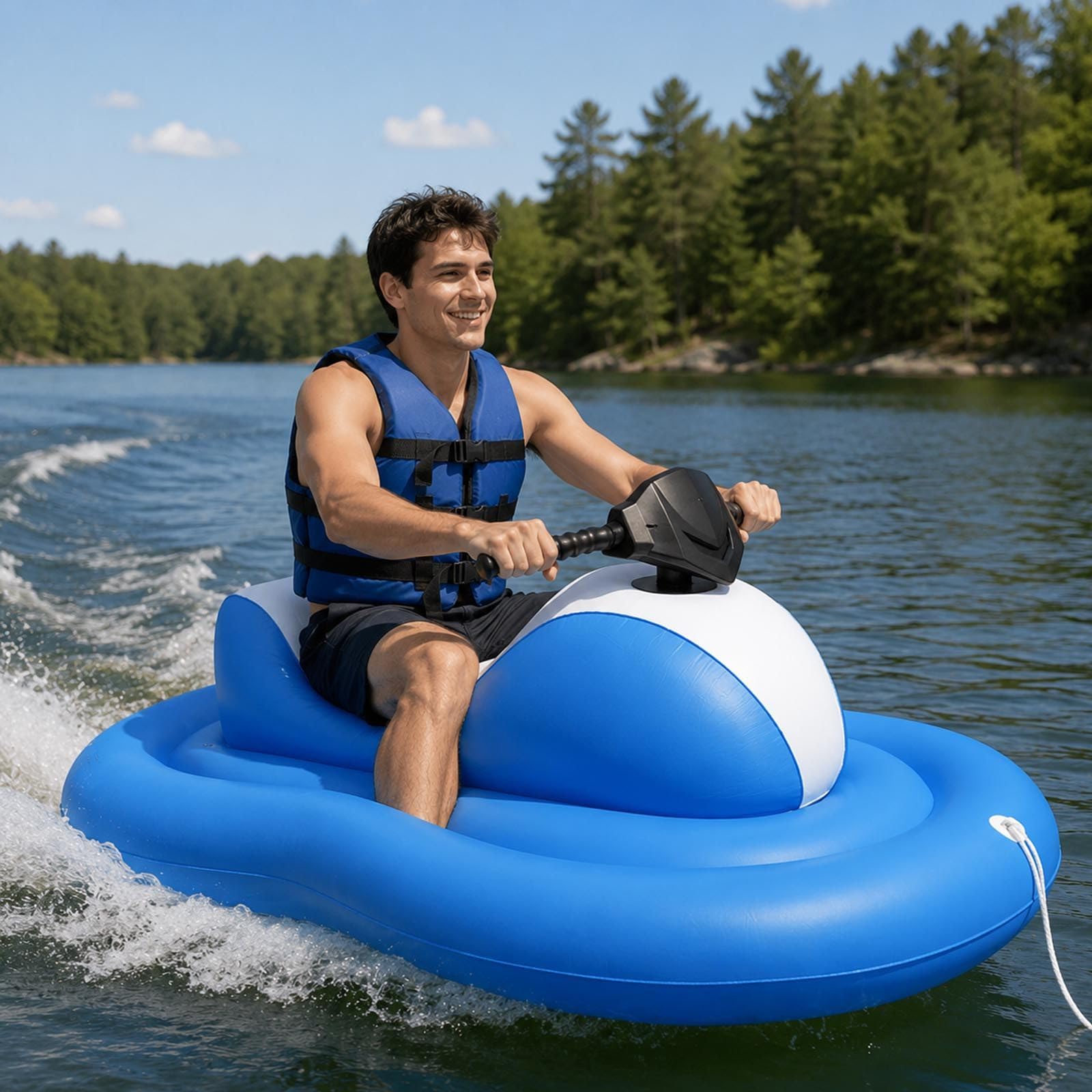 Motorized Inflatable Boat for Adults, 46W Pool and Calm Lake Ride