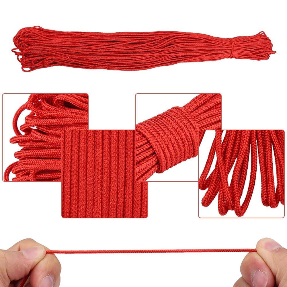 Corde Parachute 2 Mm Rouge 15 M – Paracorde Multifonction Robuste Pour Camping, Pêche, Bricolage & Survie